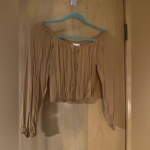 Off shoulder mustard crop top